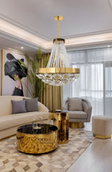 "Tela" 8-Light Gold Clear Crystal Chandelier