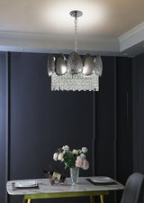 "Jero" 4-Light Chrome Clear Crystal Chandelier