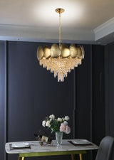 "Jero" 10-Light Gold Champagne Crystal Chandelier