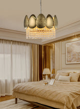 "Jero" 4-Light Gold Clear Crystal Chandelier