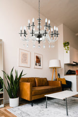 "Cotern" 15-Light Black Nickel Clear Crystal Chandelier