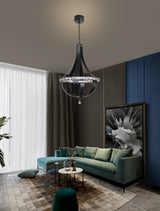 "Kurto" LED Strip Black Nickel with Clear Crystal Chandelier