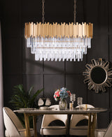 "Unum" 10-Light Gold with Clear Crystals Chandelier