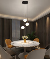 "Jante" 3-Light White with Black and Brass Handles Pendant… (A1)