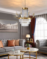 "Killian" 13-Light Brass with Clear Crystals Chandelier