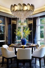 "Jero" 10-Light Gold Champagne Crystal Chandelier