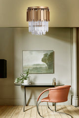 "Unum" 5-Light Gold Clear Crystal Flushmount