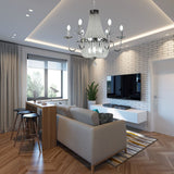 "Kello" 9-Light Chrome Clear Crystal Chandelier