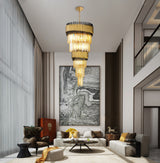 "Imber" 12-Light Brass handles with Black Accents and Clear Crystal Cone Chandelier  ( C6 )