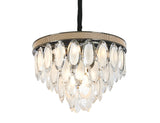 "Tenar" Oval Chrome Chandelier with Frosted Crystals