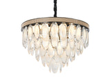 "Tenar" Oval Chrome Chandelier with Frosted Crystals