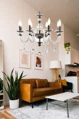 "Cotern" 8-Light Black Nickel Clear Crystal Chandelier