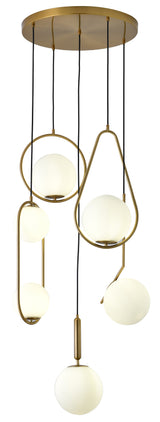 "Huno" 5-Light Vertical Brass Pendant