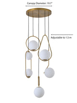 "Huno" 5-Light Vertical Brass Pendant