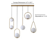 "Huno" 5-Light Horizontal Brass Pendant
