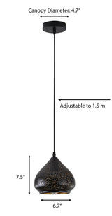 "Parsy" 1-Light Black and Gold Drop Pendant ( B1 & B2 )