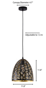 "Parsy" 1-Light Black and Gold Oval Pendant ( B2 )