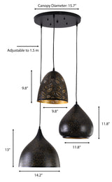 "Parsy" 3-Light Black and Gold Circular Pendant 7053 (B1 )