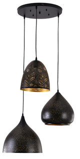 "Parsy" 3-Light Black and Gold Circular Pendant 7053 (B1 )
