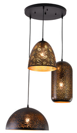 "Parsy" 3-Light Black and Gold Flat Pendant ( B2 )