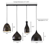 "Parsy" 4-Light Black and Gold Pendant