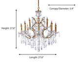 "Jeric" 12-Light Clear with Gold Touches Chandelier