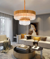 "Kort" 12-Light Brass with Clear Crystal Chandelier