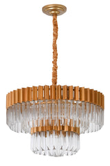 "Kort" 12-Light Brass with Clear Crystal Chandelier