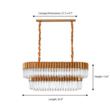"Kort" 10-Light Brass with Clear Crystal Rectangular Chandelier