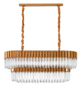 "Kort" 10-Light Brass with Clear Crystal Rectangular Chandelier