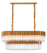 "Kort" 10-Light Brass with Clear Crystal Rectangular Chandelier
