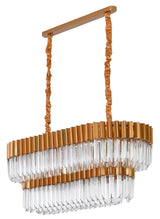"Kort" 10-Light Brass with Clear Crystal Rectangular Chandelier