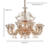 Murano "Carpe" 15-Light Cream Chandelier