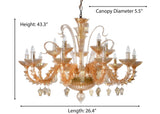 Murano "Alma" 15-Light Gold Chandelier