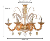 Murano "Alma" 6-Light Gold Chandelier