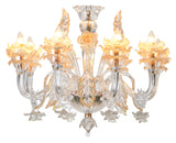 Murano "Veni" 8-Light Glass with Gold Touches Chandelier