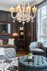 Murano "Veni" 6-Light Glass with Gold Touches Chandelier