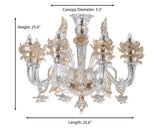 Murano "Veni" 6-Light Glass with Gold Touches Chandelier