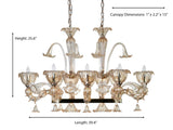 Murano "Carpe" 8-Light Cream Liner Chandelier