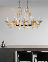 Murano "Alma" 8-Light Gold Liner Chandelier