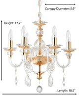 "Cotern" 6-Light Gold Clear Crystal Chandelier