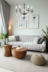 "Cotern" 6-Light Black Nickel Clear Crystal Chandelier