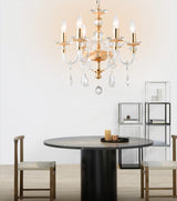 "Cotern" 6-Light Gold Clear Crystal Chandelier