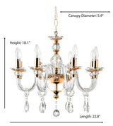 "Cotern" 8-Light Gold Clear Crystal Chandelier