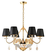 "Vici" 6 Light Black and Gold Chandelier