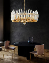 "Lino" 12-Light Brass with Clear Crystals Chandelier
