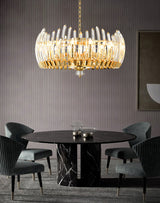 "Lino" 12-Light Brass with Clear Crystals Chandelier