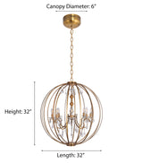"Tera" 8-Light Bronze Clear Crystal Chandelier