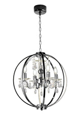 "Tera" 4-Light Black Nickel with Clear Crystals Chandelier