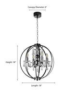 "Tera" 4-Light Black Nickel with Clear Crystals Chandelier